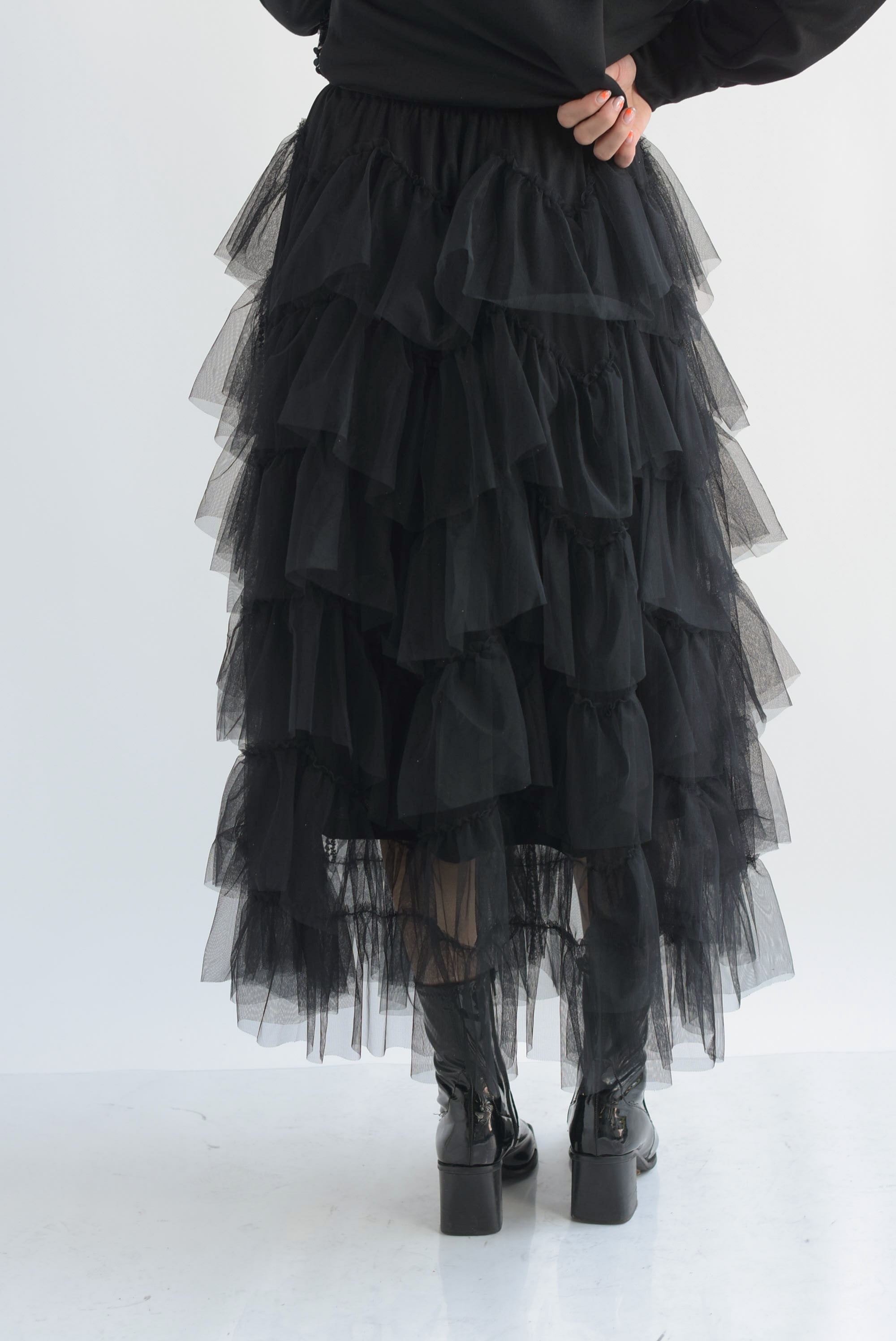 Falda olanes tulle flecos lentejuela Negro