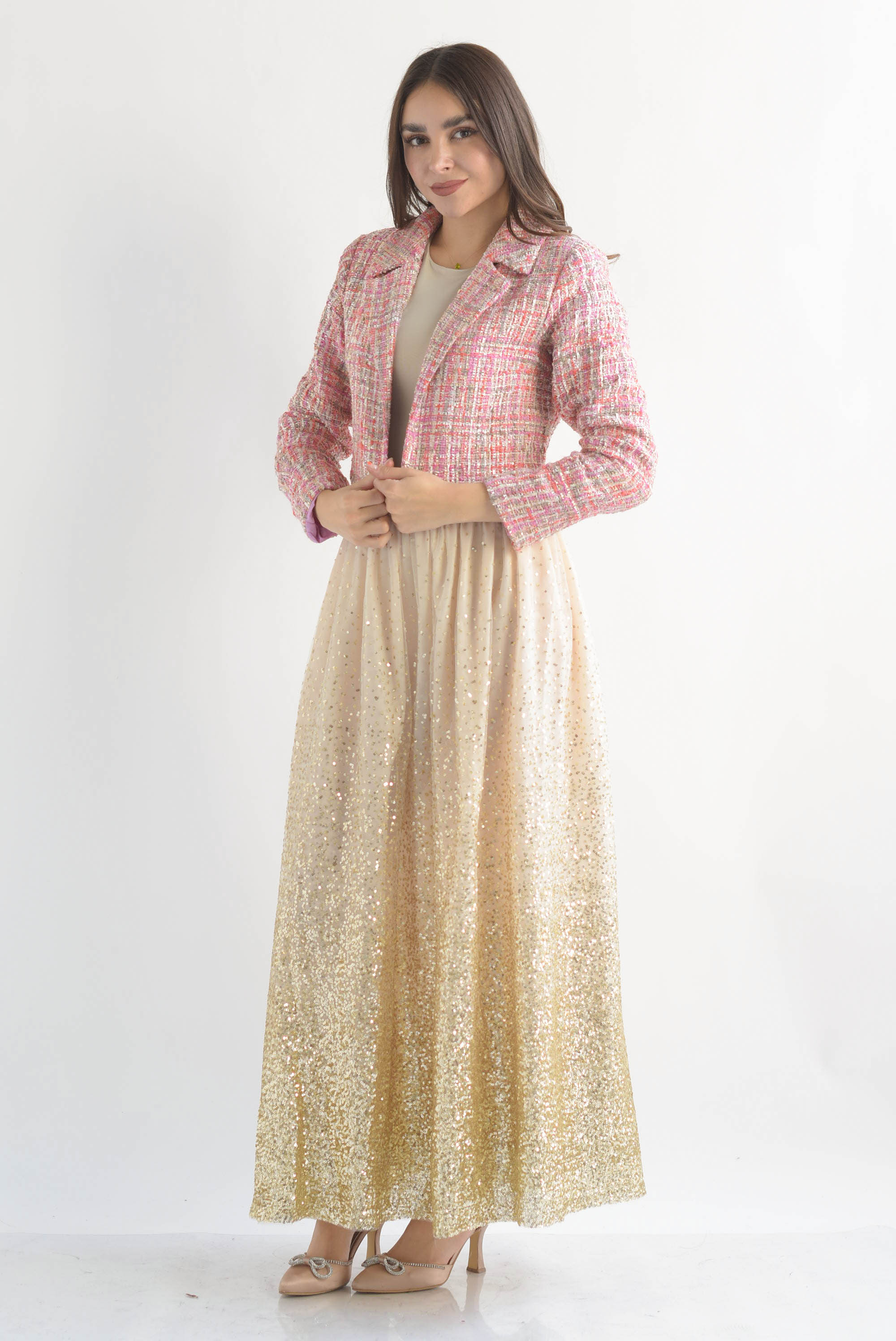 Falda tulle degradado lentejuela Dorada