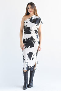 Fashion Styled Vestido asimétrico cow Negro