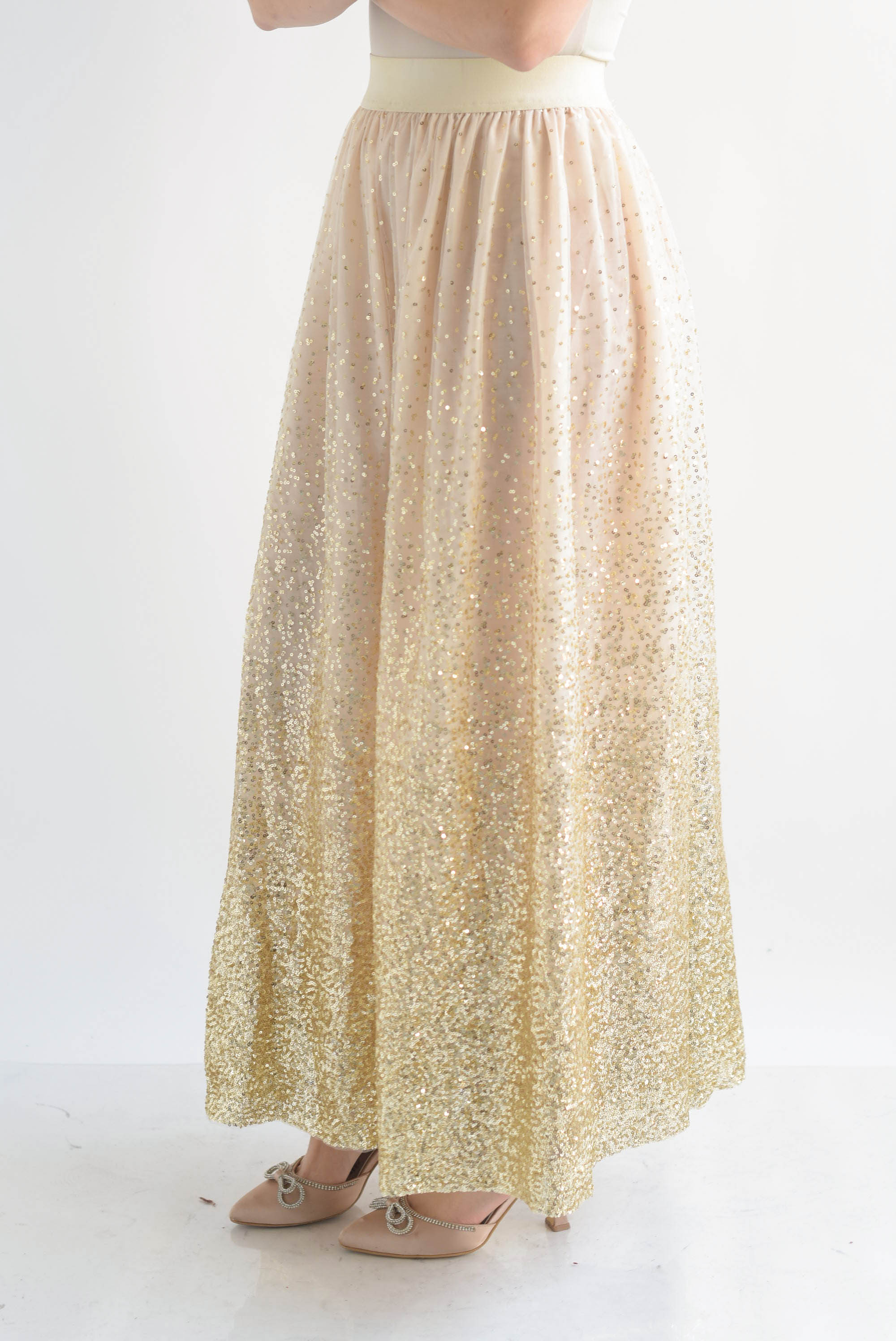 Falda tulle degradado lentejuela Dorada