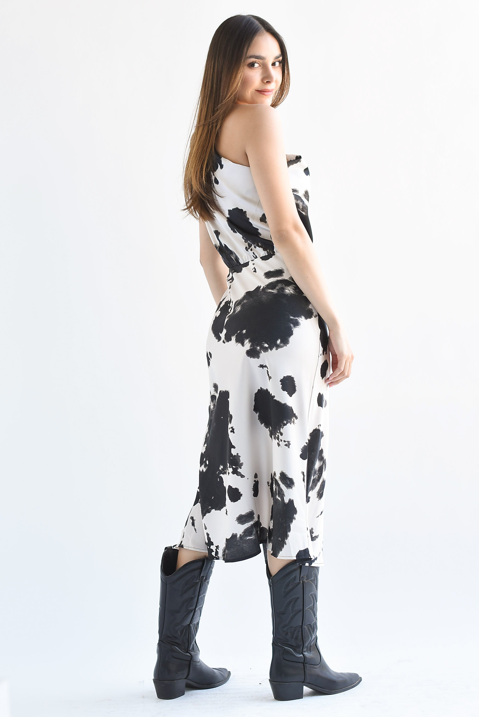 Vestido asimétrico cow Negro