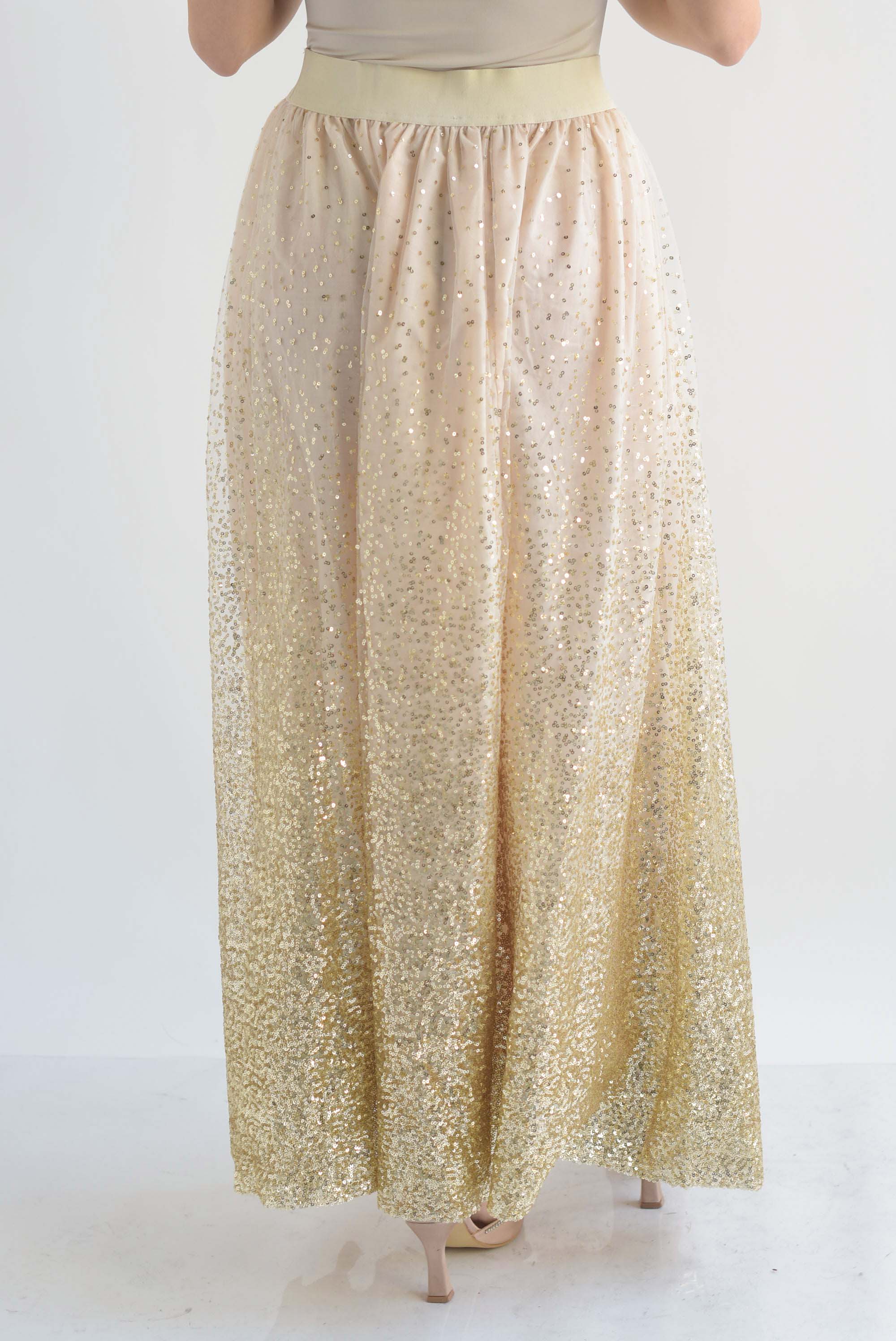 Falda tulle degradado lentejuela Dorada
