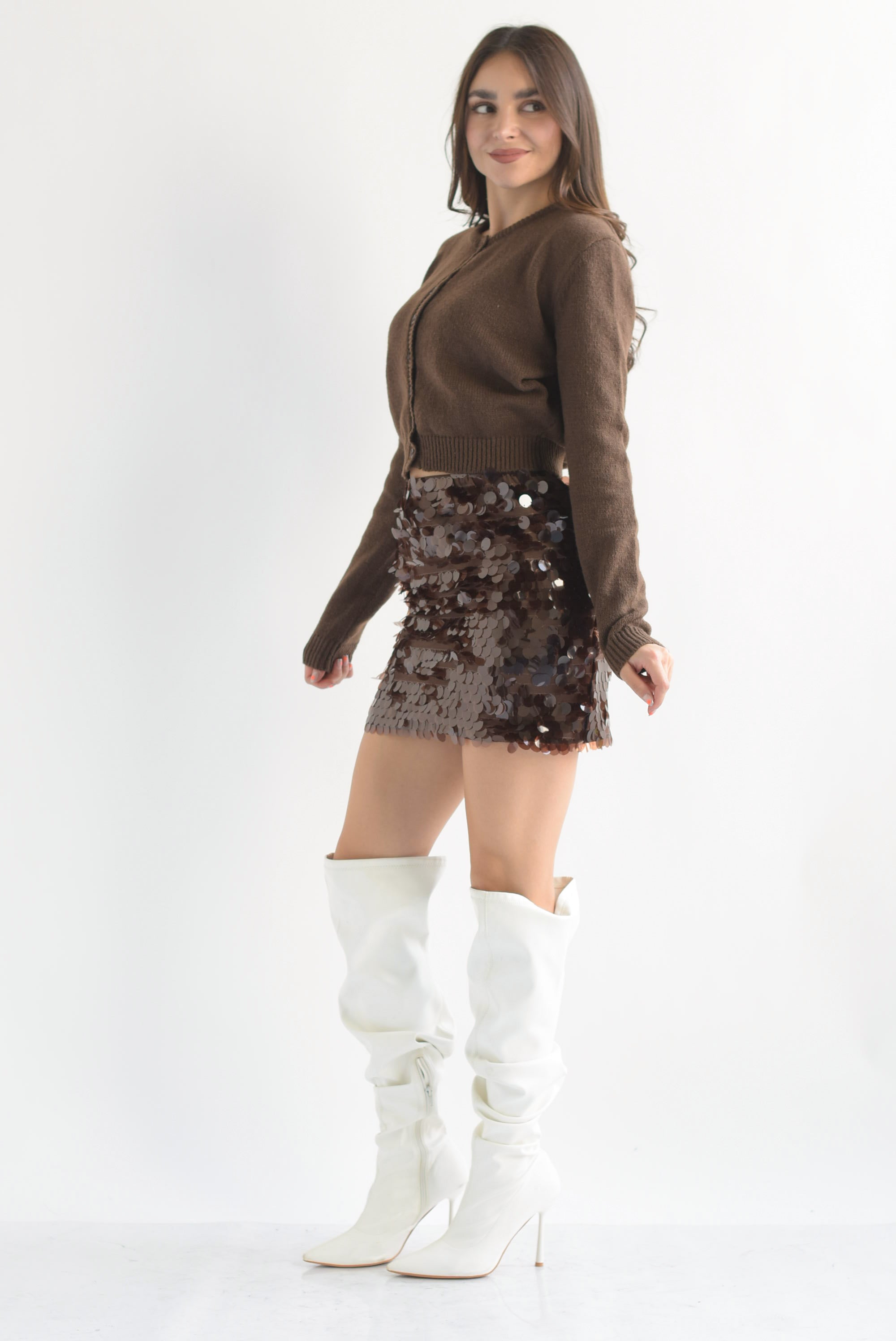 Falda lentejuela chunky Espresso