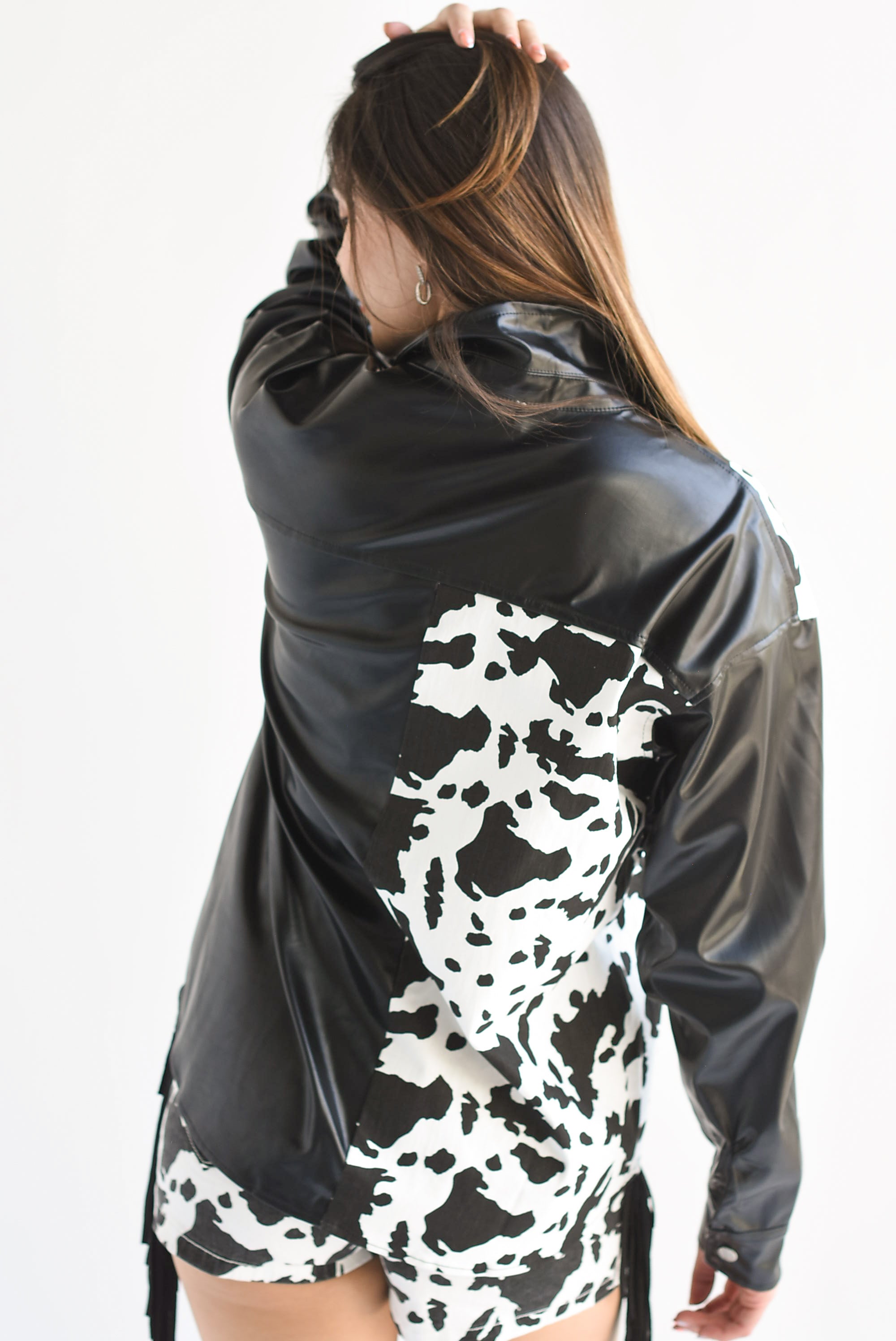 Shacket vinipiel denim cow Negro