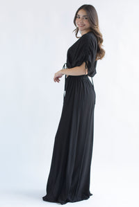 Fashion Styled Jumpsuit cut-out jaretas Negro