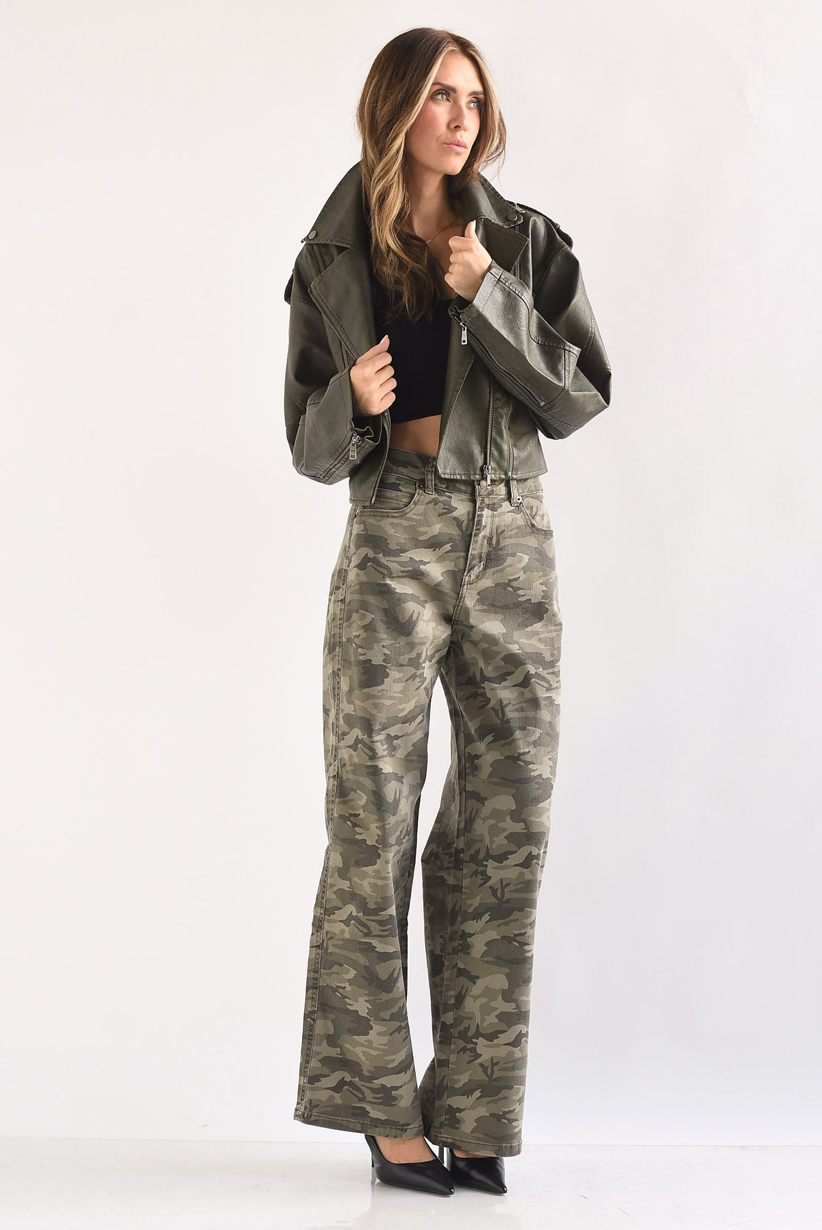 Jeans wide camuflaje