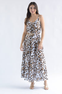 Fashion Styled Vestido largo algodón Leopardo