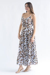 Fashion Styled Vestido largo algodón Leopardo