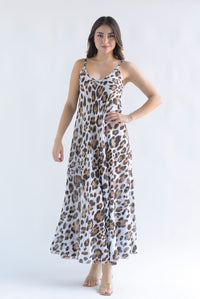 Fashion Styled Vestido largo algodón Leopardo