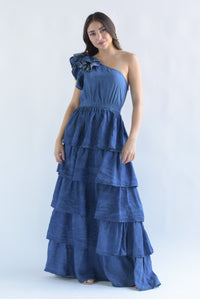 Fashion Styled Vestido asimétrico olanes Denim Dark
