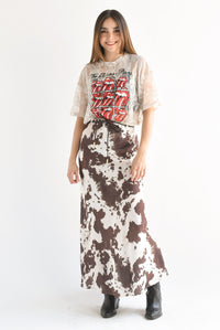 Fashion Styled Falda lencera cinta cow Café