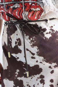 Fashion Styled Falda lencera cinta cow Café