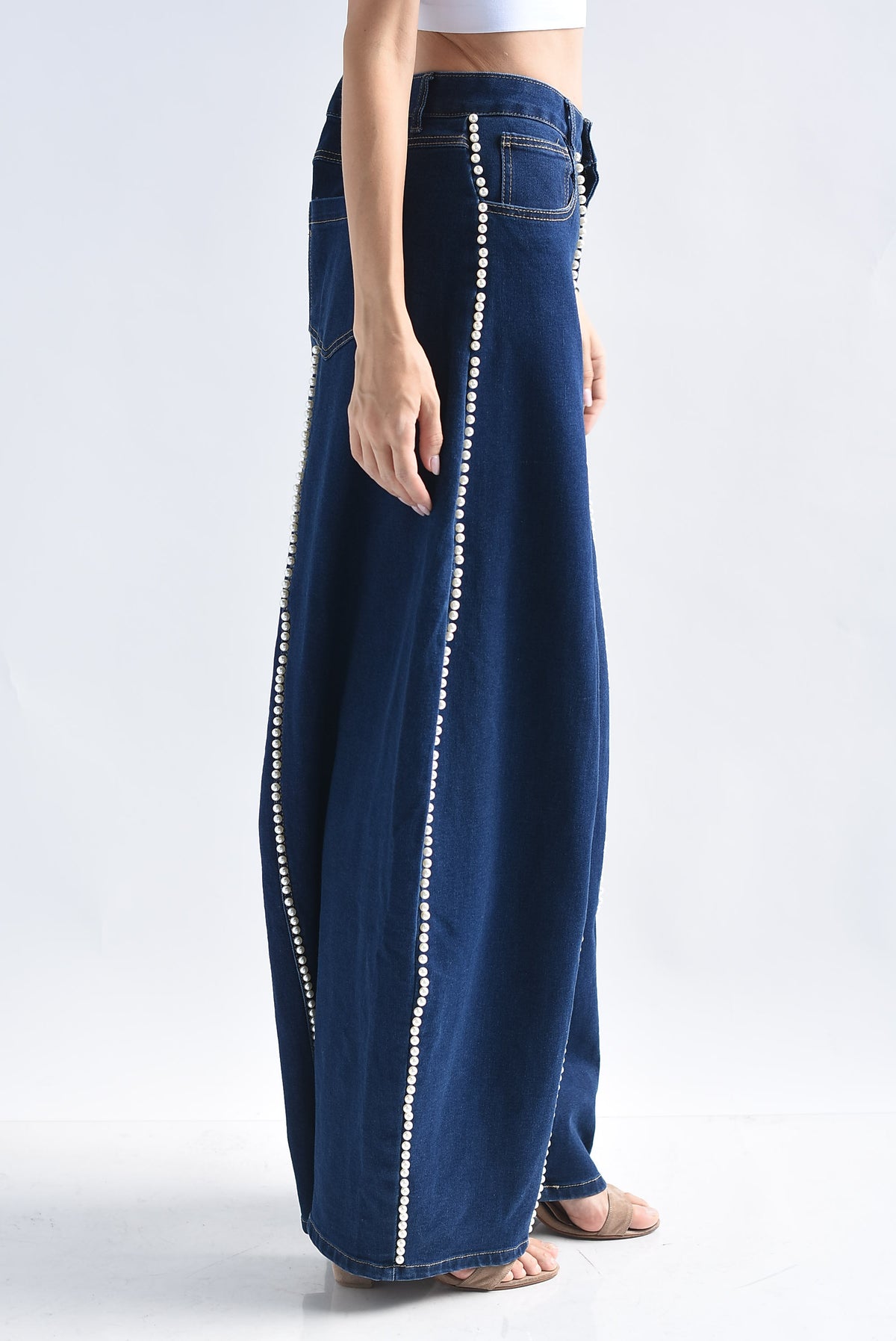 Jeans barrel perlas