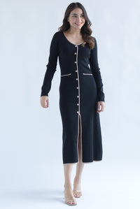 Fashion Styled Vestido punto filos moka Negro