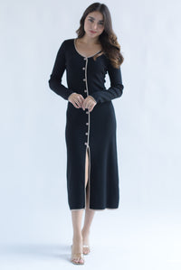 Fashion Styled Vestido punto filos moka Negro