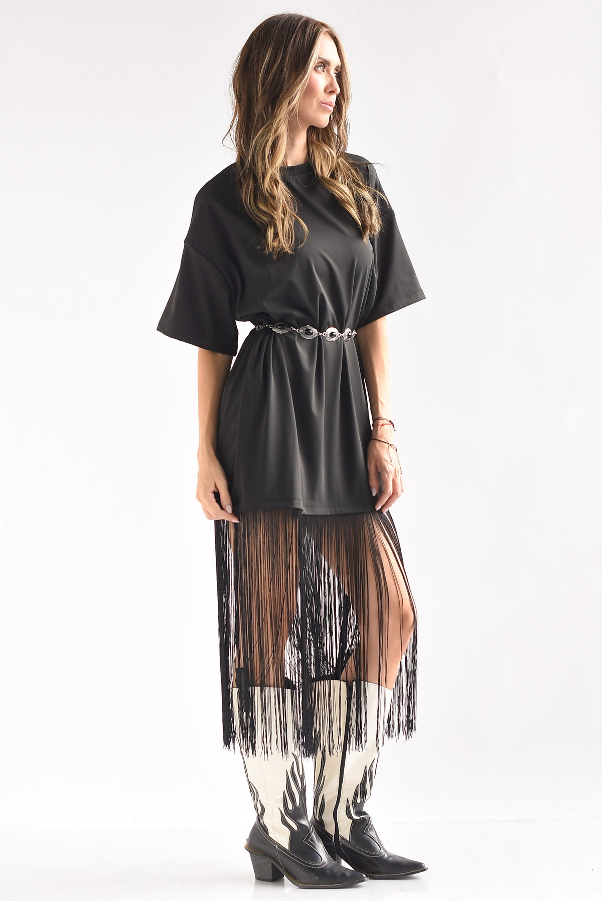Vestido flecos largos