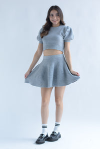 Fashion Styled Set Falda y Blusa puffy punto Gris