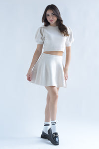 Fashion Styled Set Falda y Blusa puffy punto Ivory
