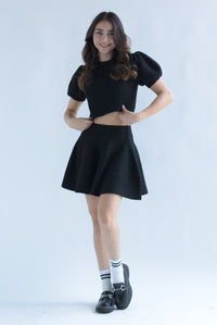 Fashion Styled Set Falda y Blusa puffy punto Negro