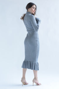 Fashion Styled Vestido midi punto olanes Gris