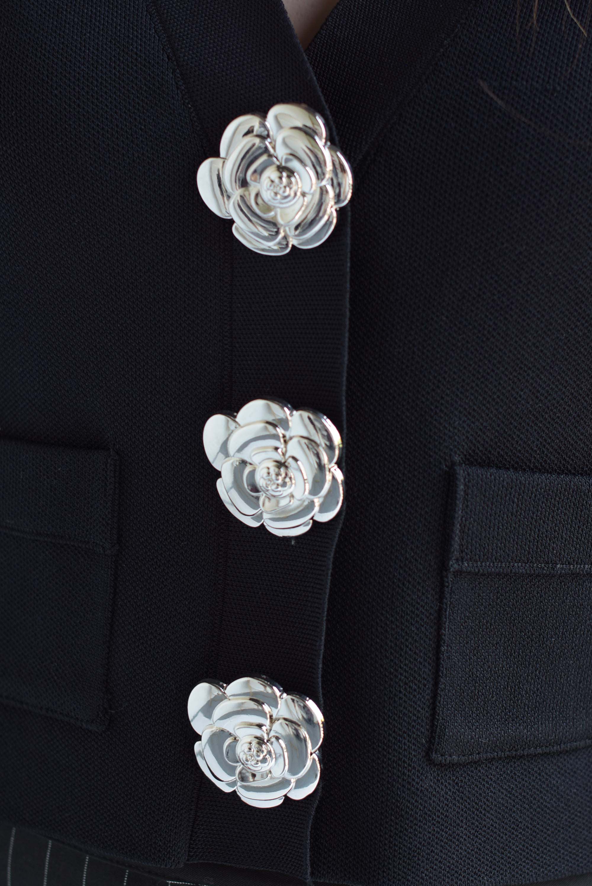 Cárdigan maxi botones flor Negro