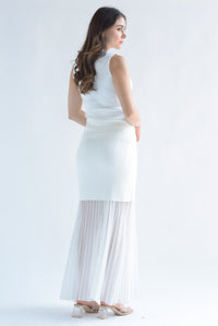 Fashion Styled Set Falda plisada y Blusa punto Blanco