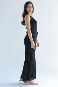 Fashion Styled Set Falda plisada y Blusa punto Negro