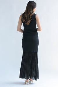 Fashion Styled Set Falda plisada y Blusa punto Negro