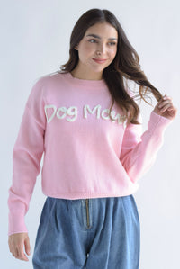 Fashion Styled Sweater DOG MOM Rosa