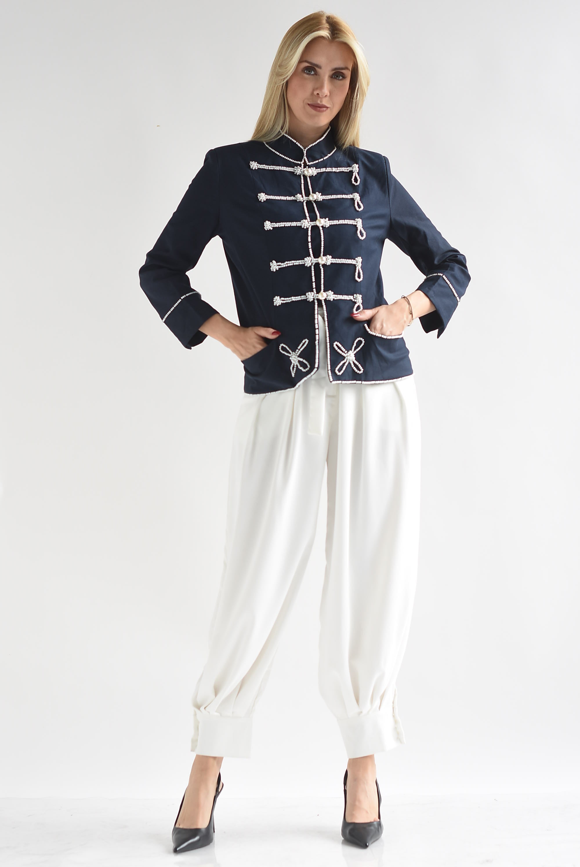 Blazer militar Chinese perlas
