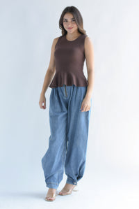 Fashion Styled Blusa punto peplum Espresso