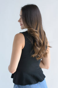 Fashion Styled Blusa punto peplum Negro
