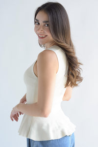 Fashion Styled Blusa punto peplum Ivory
