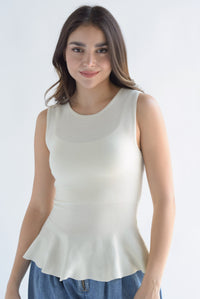 Fashion Styled Blusa punto peplum Ivory