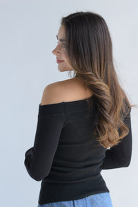 Fashion Styled Blusa punto cut-out halter Negro