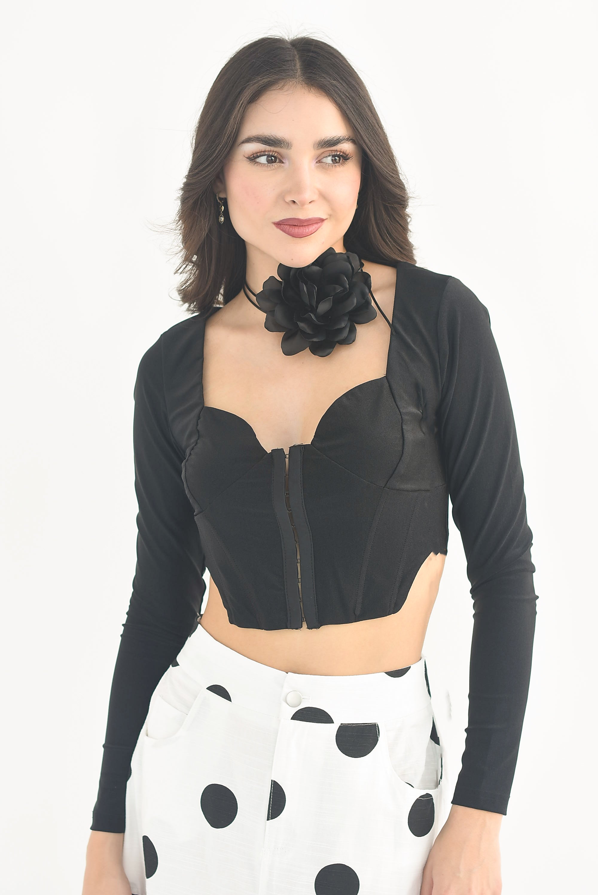 Blusa pretina corset Negra