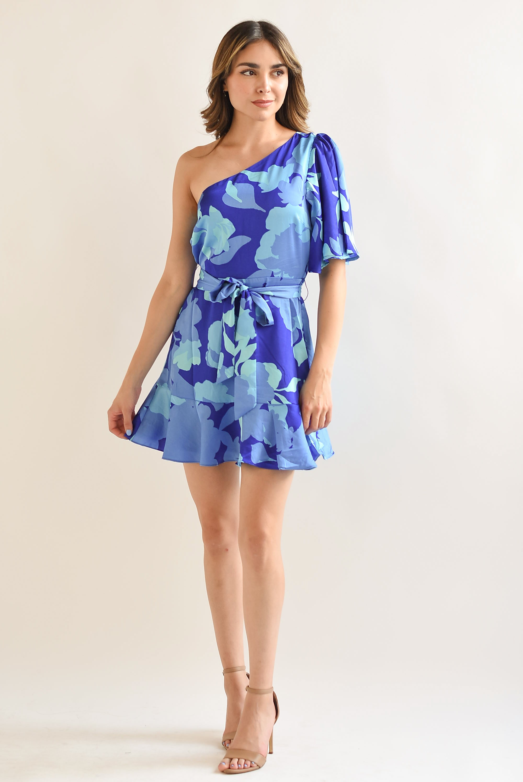 Vestido asimétrico Flores Azul