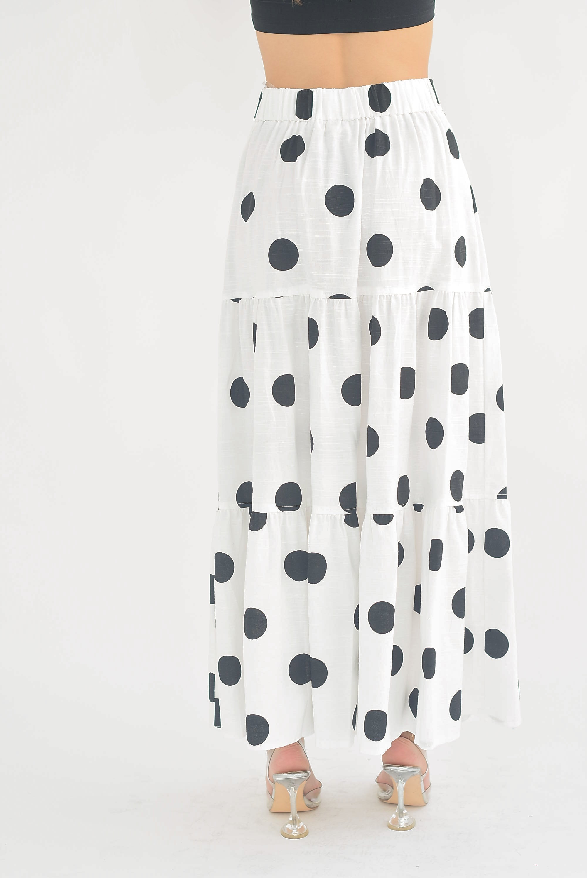 Falda larga lunares Blanca