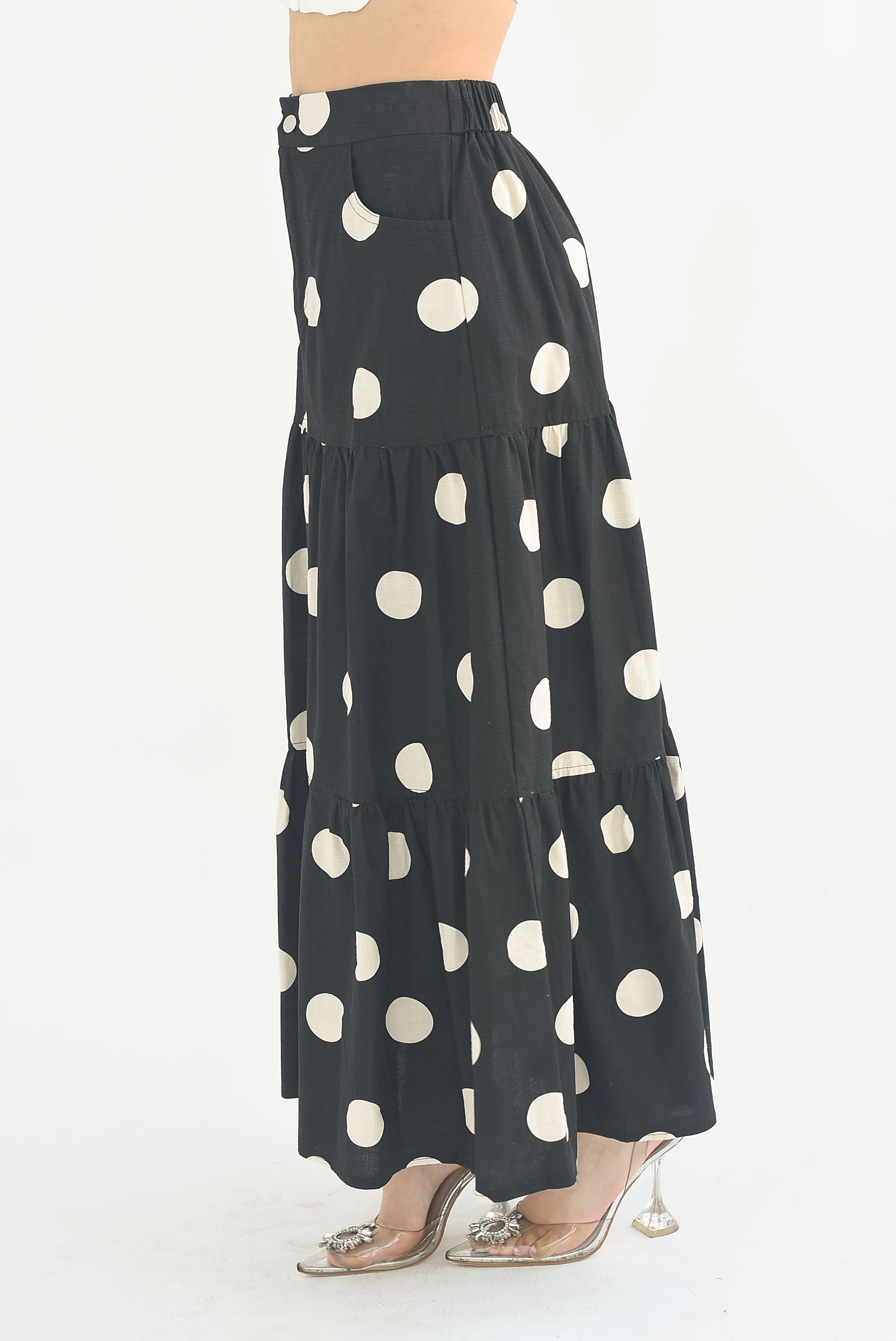 Falda larga lunares Negra