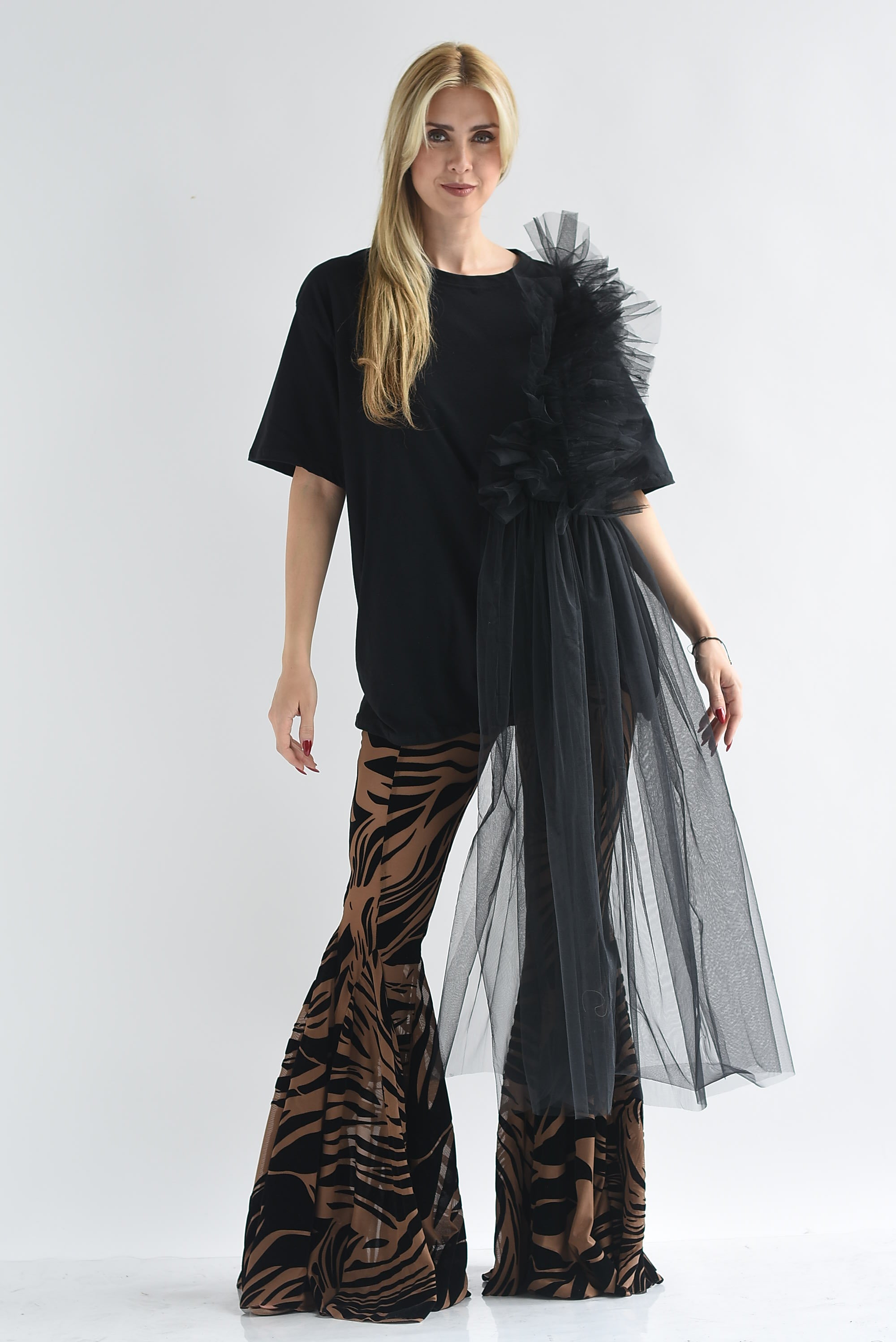 Pantalón flare mesh Zebra