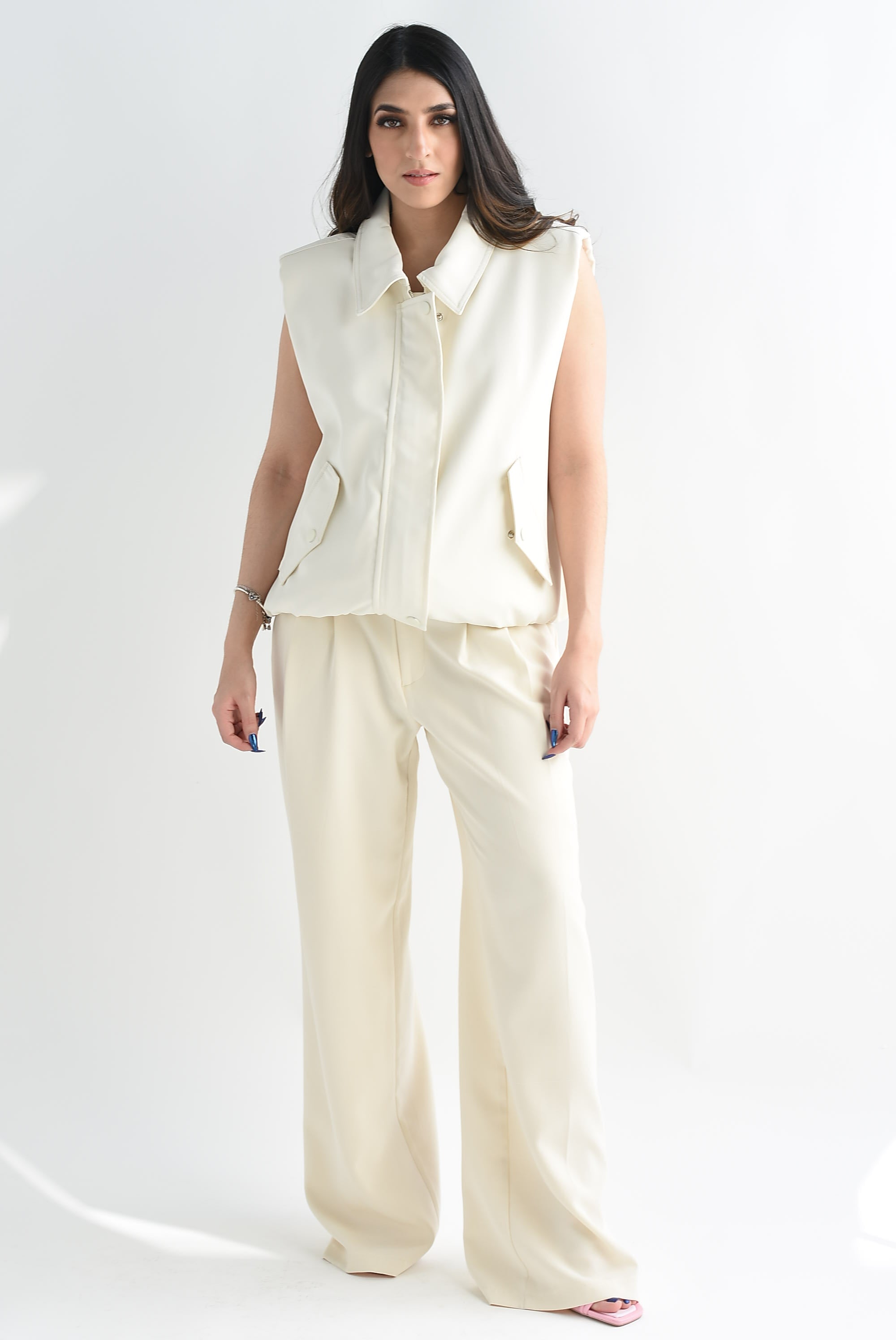 Pantalón de vestir pretina denim Ivory