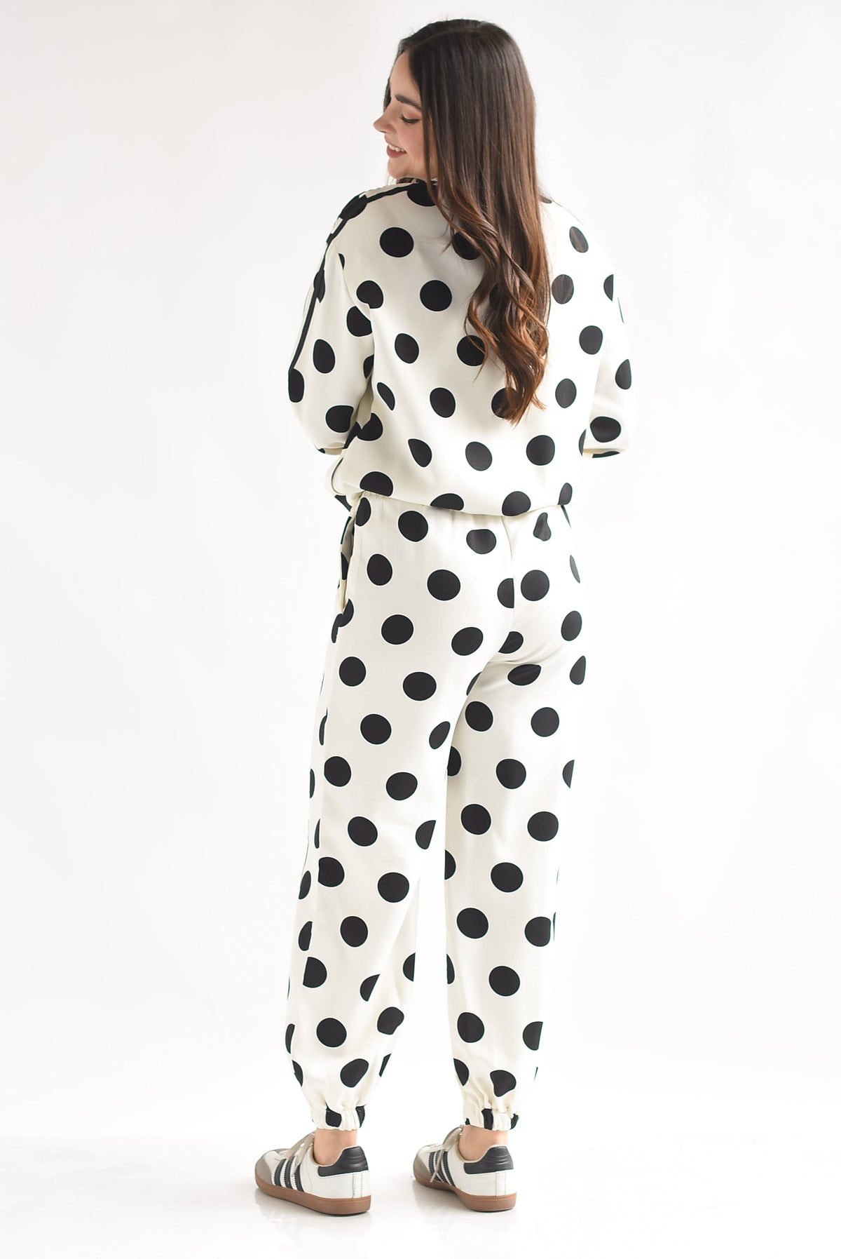 Set Pantalón y Chamarra lazos chinese track polka dots