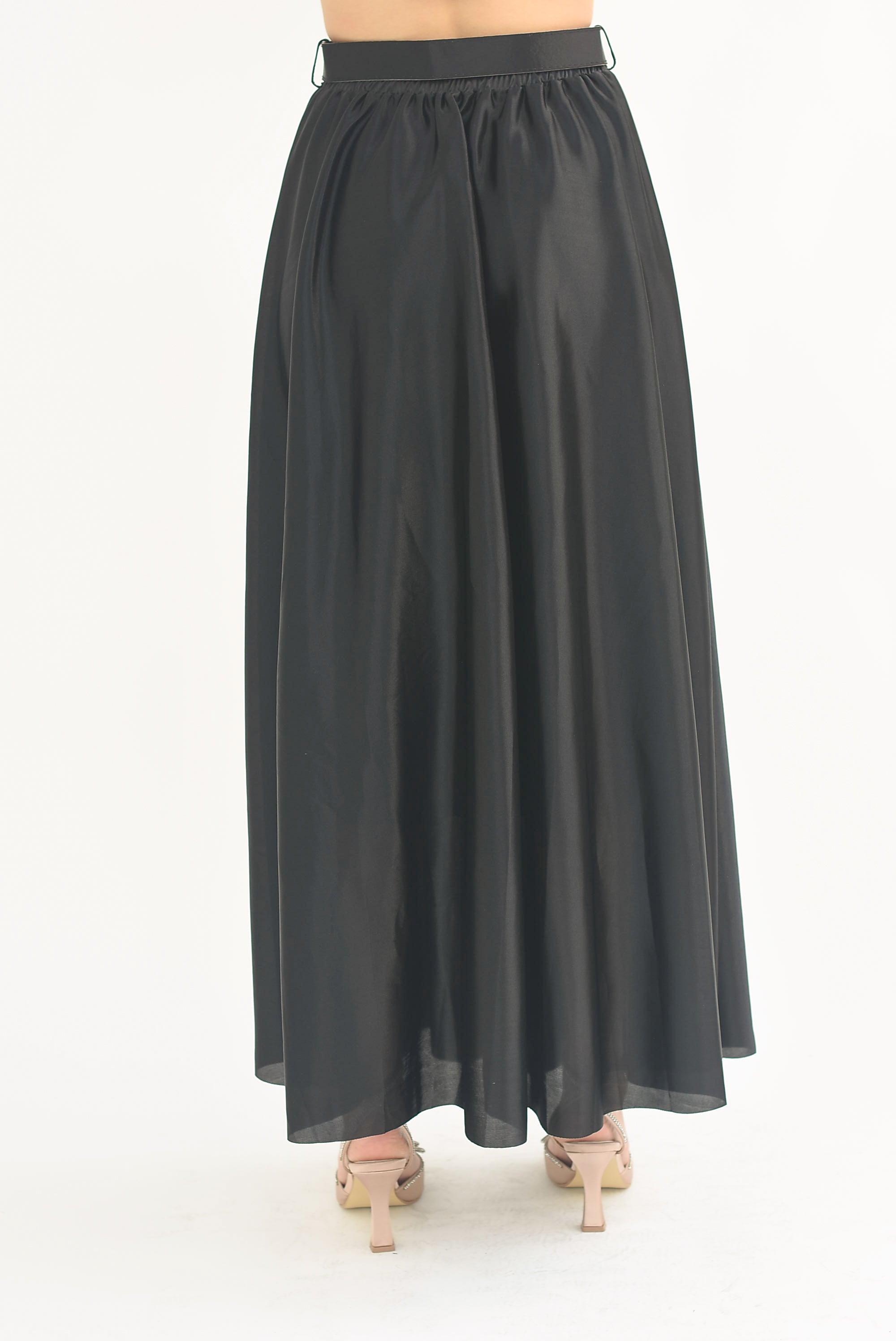 Maxi falda larga satinada Negra