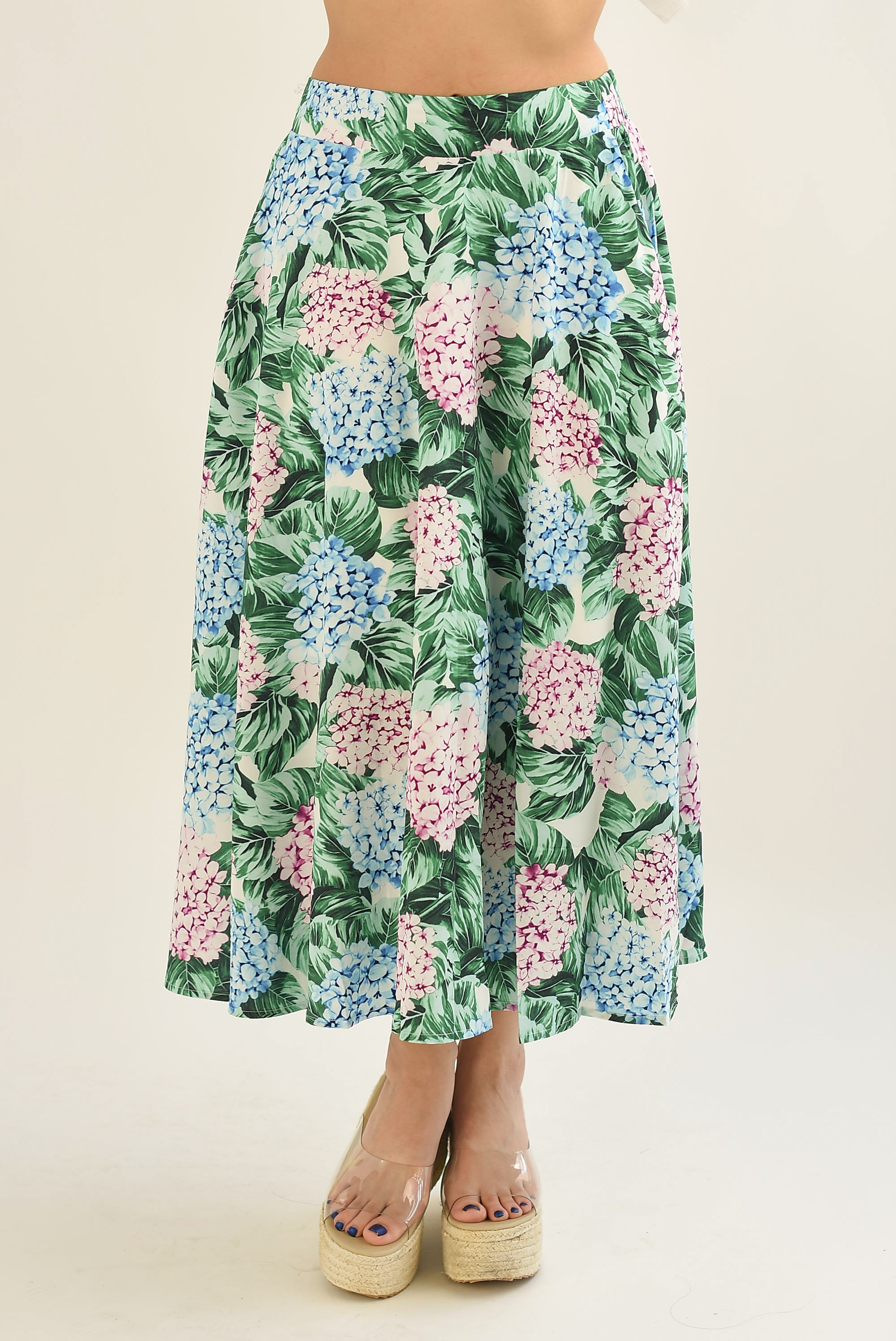 Falda midi Hortensias