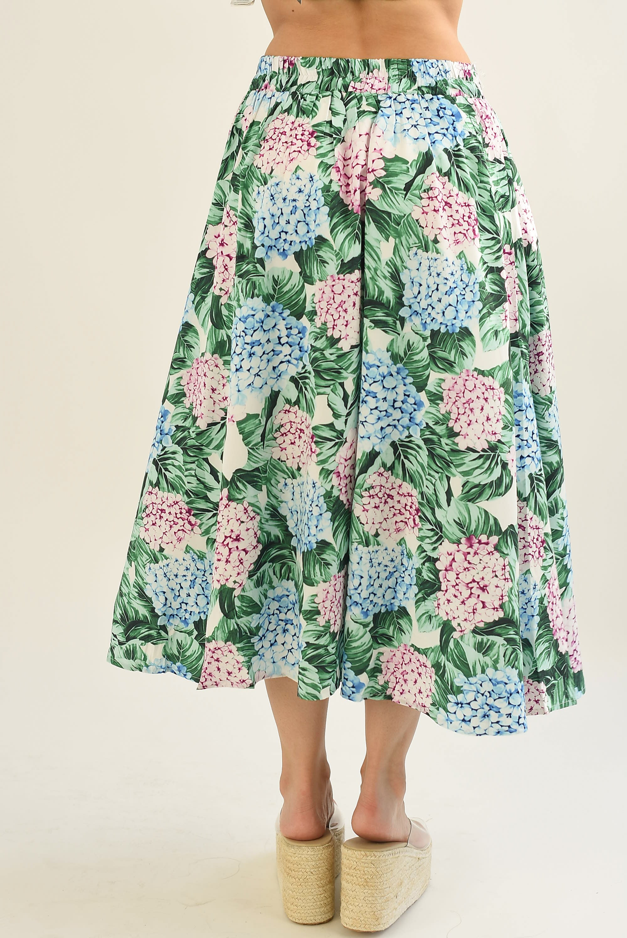 Falda midi Hortensias