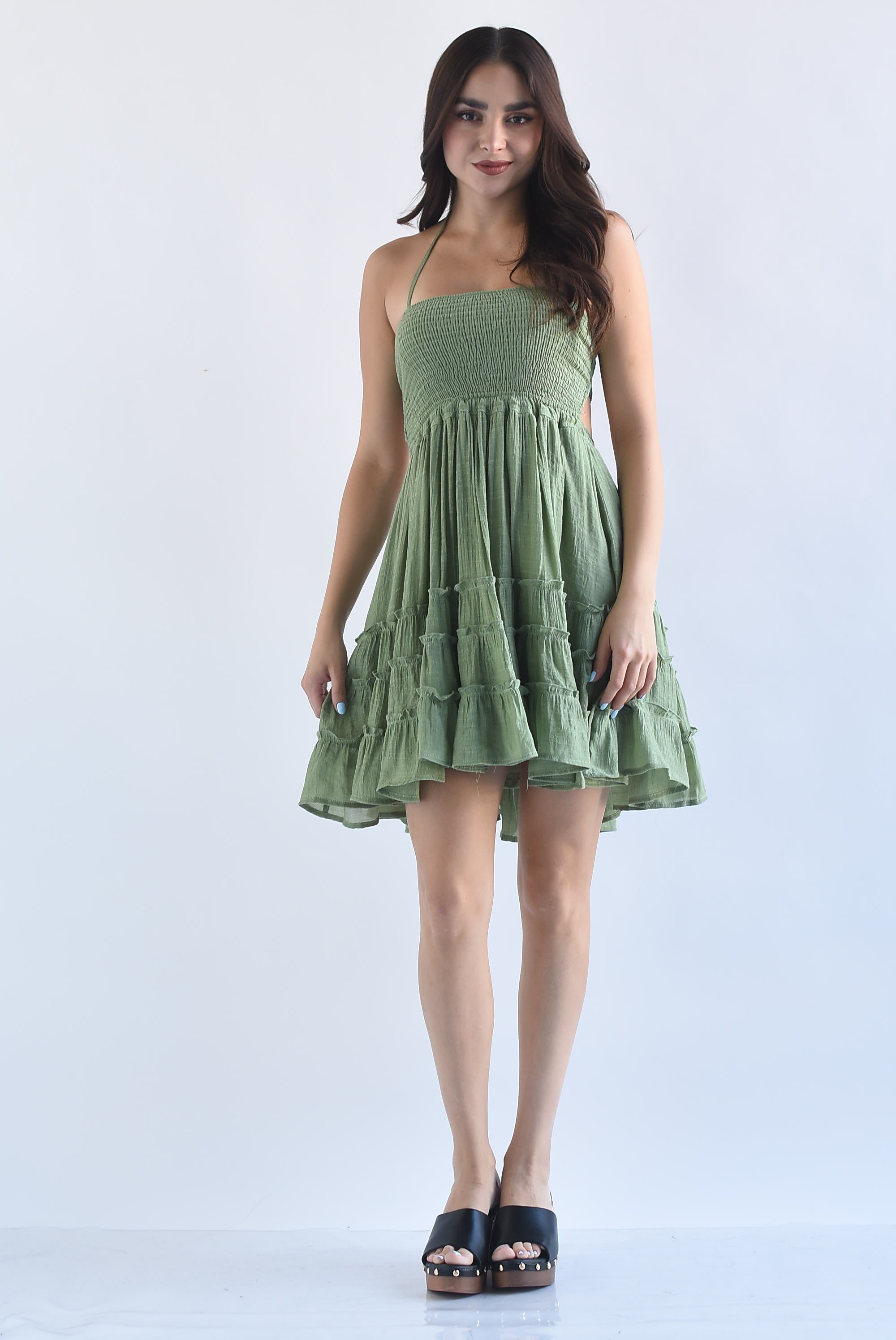 Vestido corto boho pecho elástico