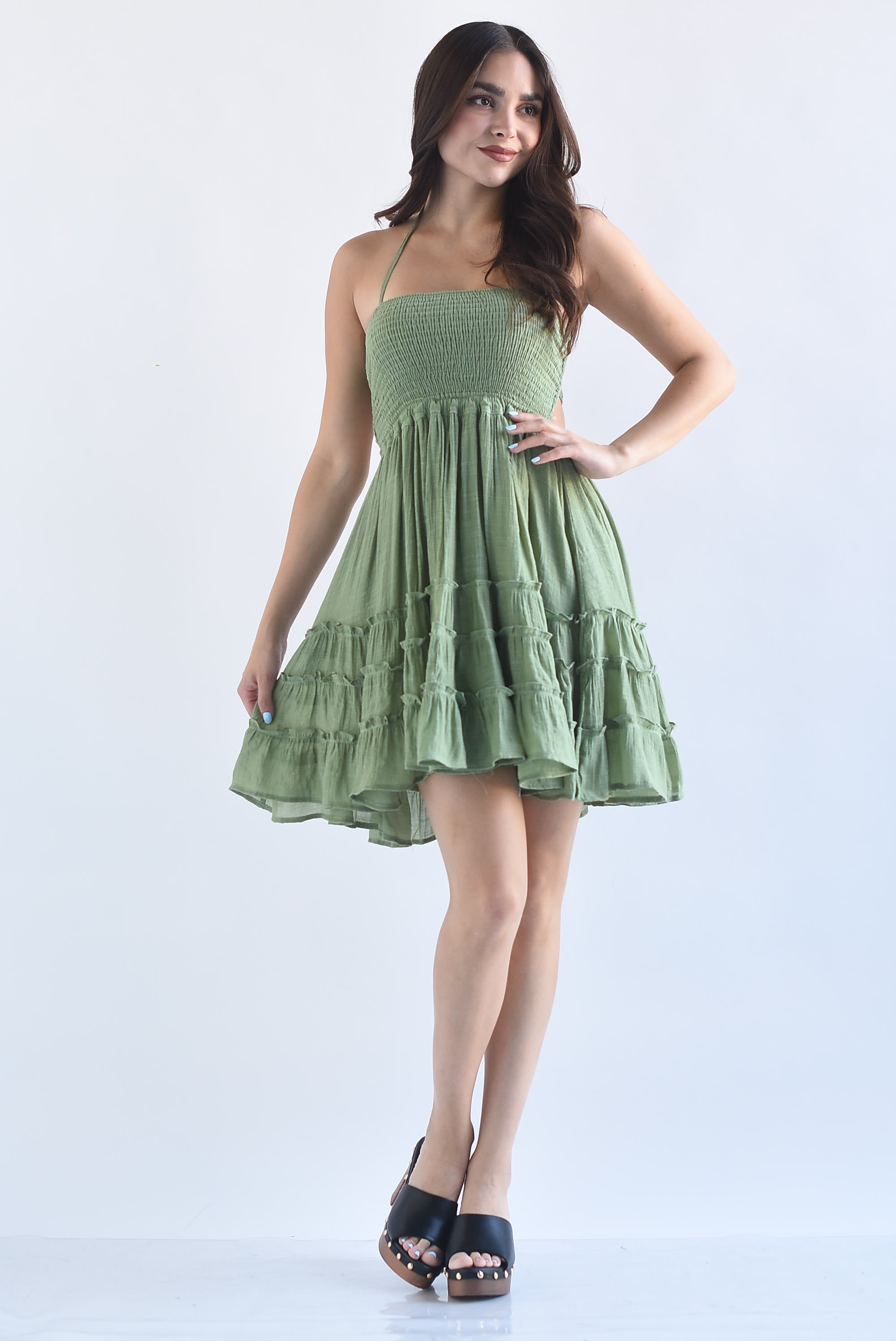 Vestido corto boho pecho elástico