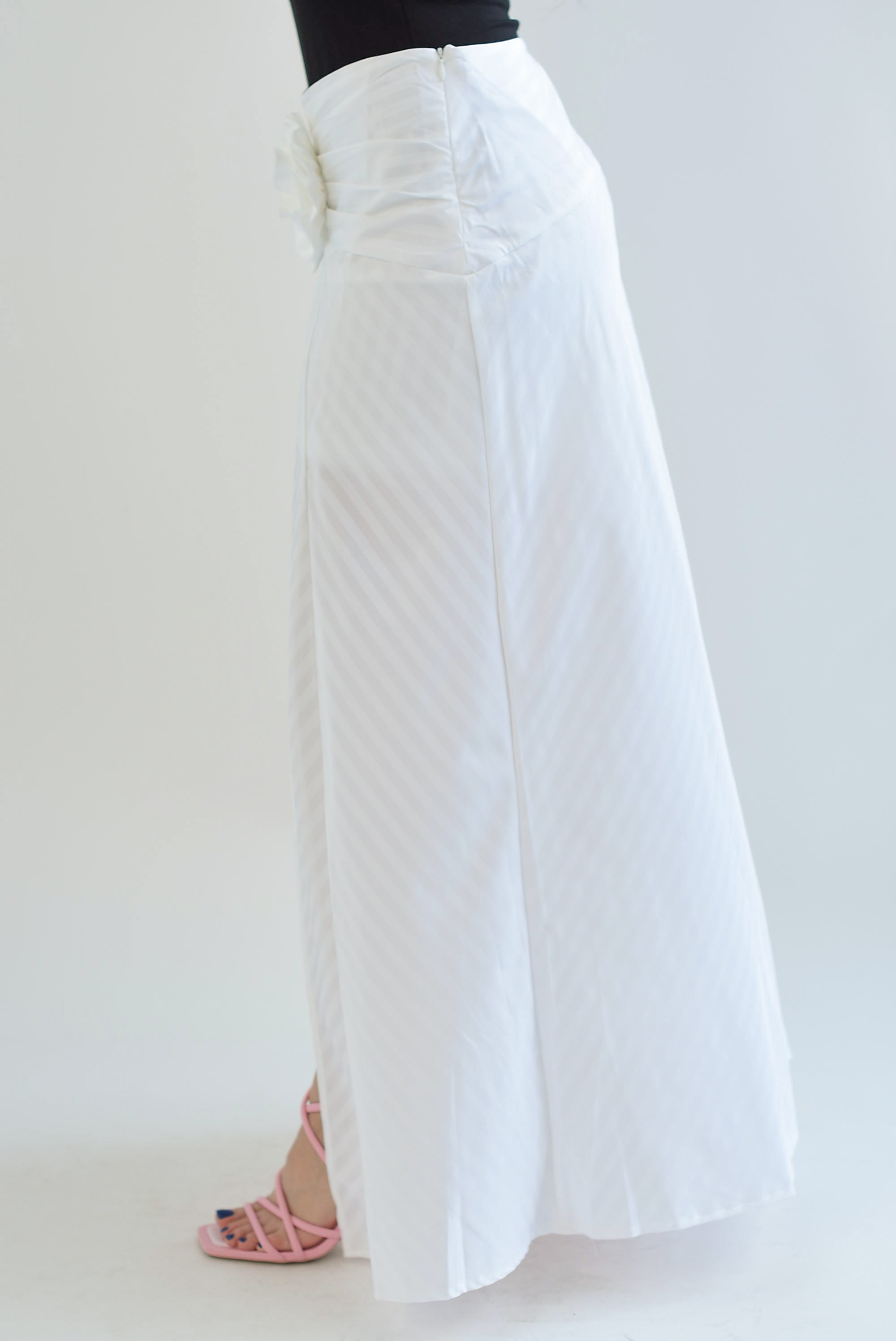 Falda larga con short líneas Blanca