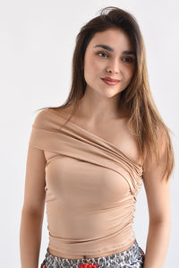 Fashion Styled Top asimétrico licra Nude