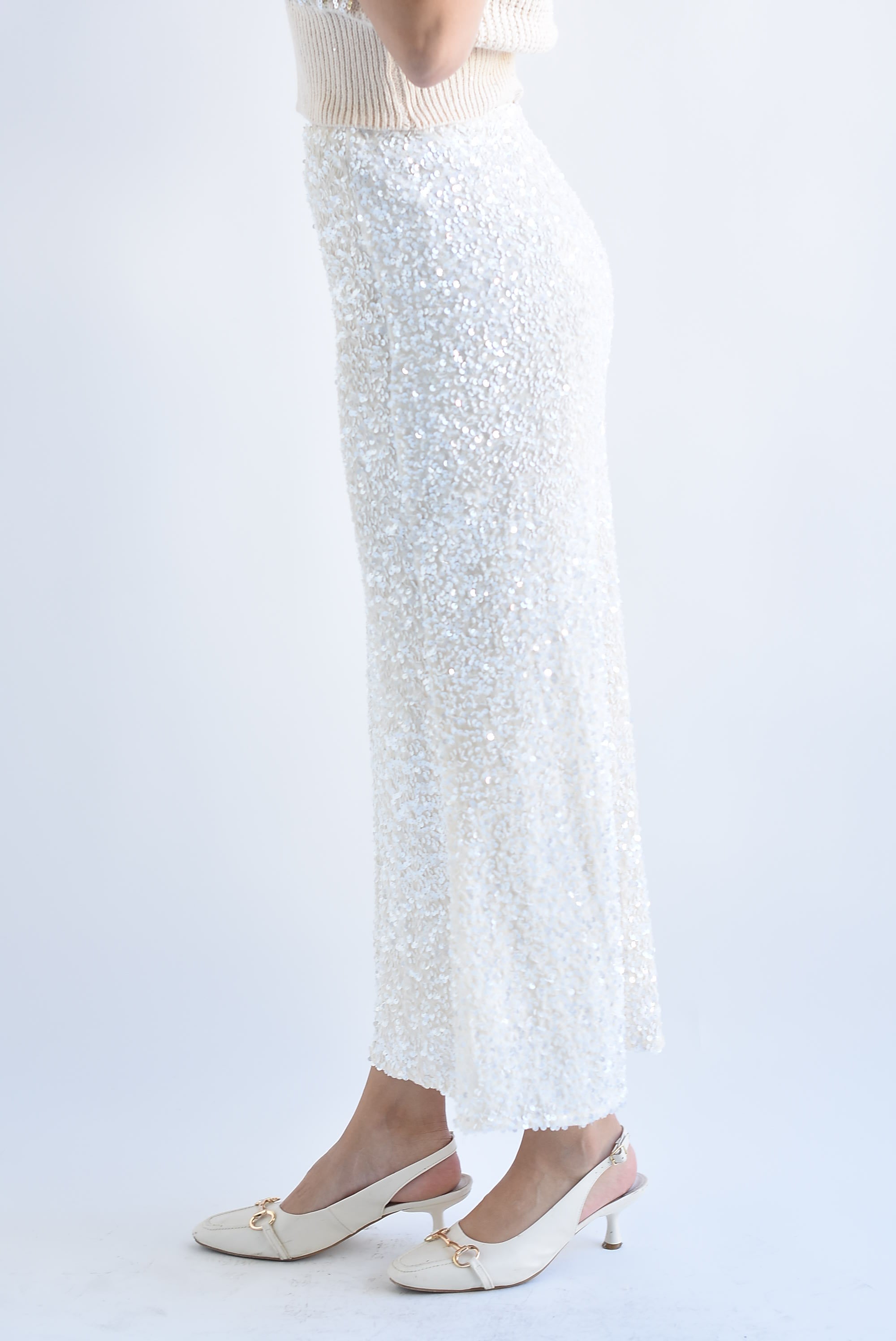 Falda terciopelo lentejuela Ivory